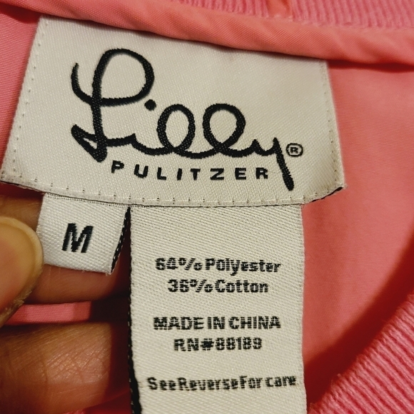 Lilly Pulitzer | Women's Pink V-Neck Zipper Sleeves Jacket (Size Medium) - Picture 2 of 14